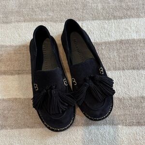 Freda Salvador Black Suede Tassel Loafers